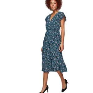 Joe Fresh NWT Teal Print Ruffled Cottagecore Maxi Dress